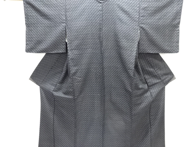 幾何学模様織り出し手織り紬着物